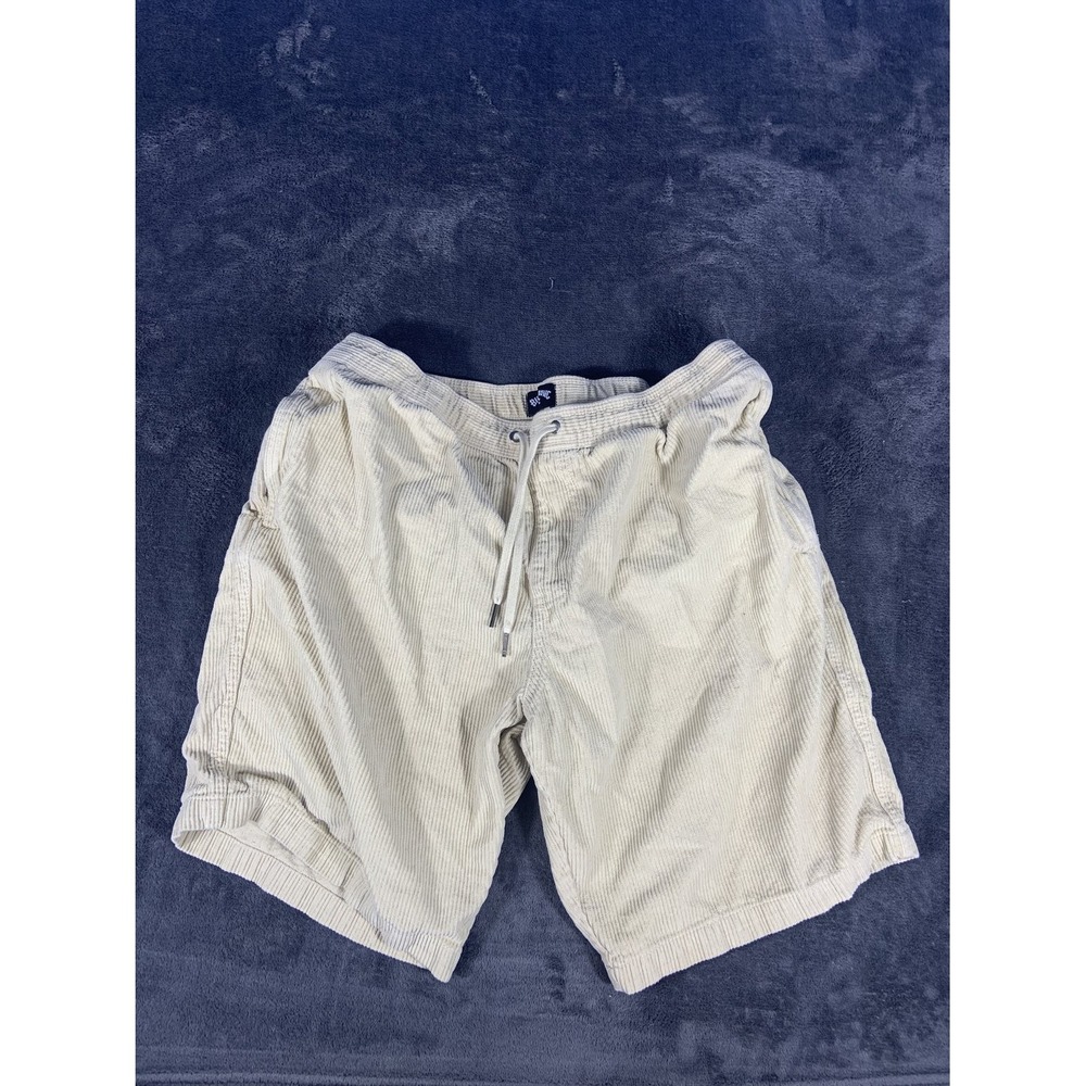 Billabong Big Boy Corduroy Shorts Men L Cream Wide Wale Elastic Waist Drawstring